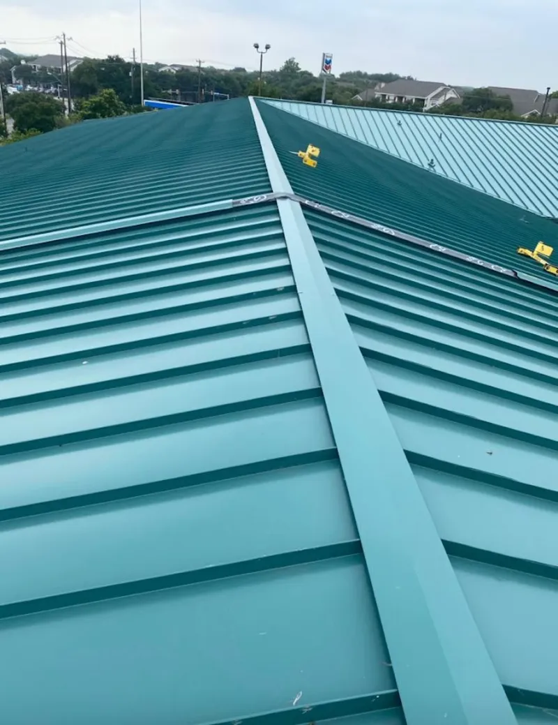 Green commercial metal roof ridge and valley for Metal Roof Repair in Bensalem